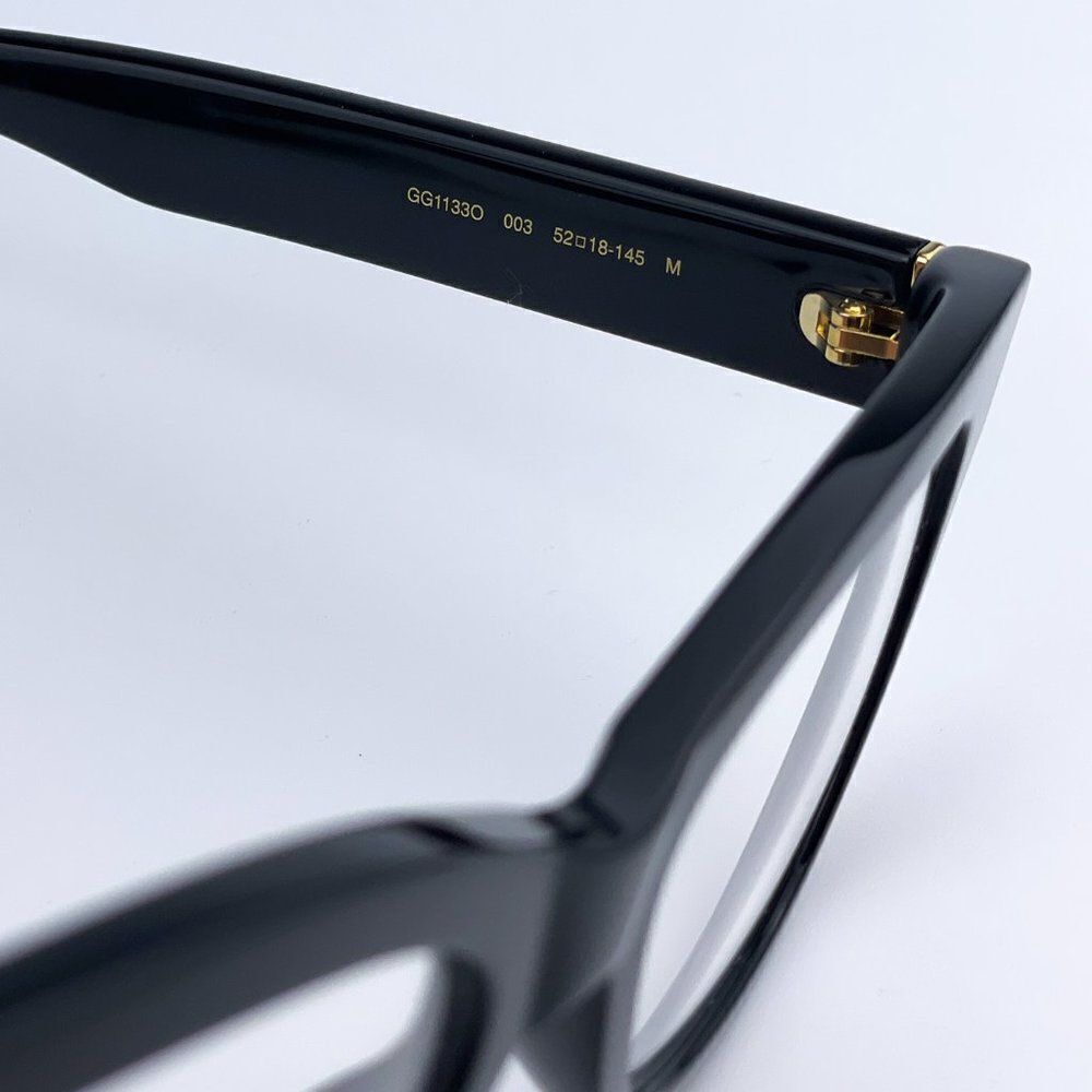 SALE! NEW Gucci GG1133O 003 Shiny Black Cat Eye Women LOGO Eyeglasses - Picture 9 of 12